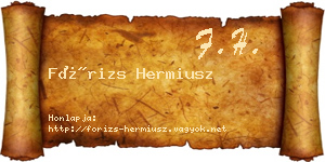 Fórizs Hermiusz névjegykártya